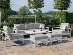 Amalfi 3 Seat Sofa Set With Rising Table in White