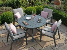 New York 4 Seat Round Dining Set in Dove Grey