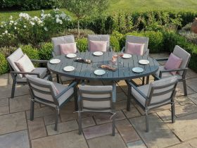 New York 8 Seat Oval Dining Set in Dove Grey