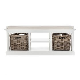 Halifax Coastal Bench & Basket Set in Brilliant White 