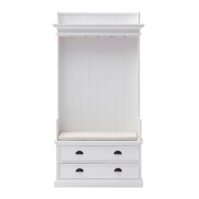 Halifax Coastal Entryway Coat Rack & Bench Unit in Brilliant White