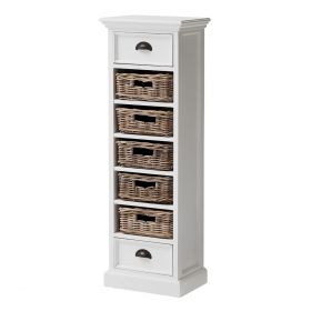 Halifax Coastal Storage Tower with Basket Set in Brilliant White