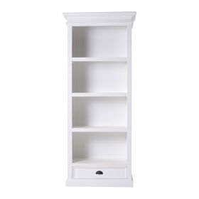 Halifax Coastal Bookcase with 1 Drawer in Brilliant White