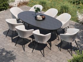 Ambition 8 Seat Oval Dining Set in Oatmeal