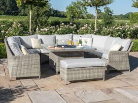 Oxford Royal U Shaped Sofa Set with Fire Pit Table