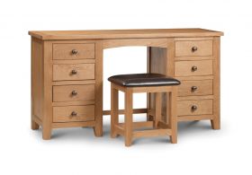 Julian Bowen Marlborough Twin Pedestal Dressing Table & Stool in Oak