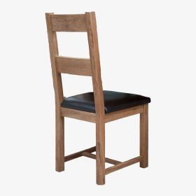 Rustic Solid Oak Dining Chair with Leather Pad