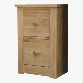 Torino 2 Drawer Filing Cabinet in Solid Oak