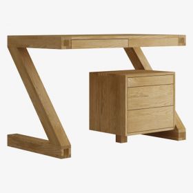 Z Small Computer Desk in Solid Oak