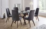 Julian Bowen Chelsea Large Glass Dining Table & Chairs Set in Solid Beech