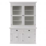 Halifax Coastal Glass-Display Hutch in Brilliant White