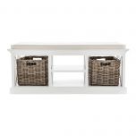 Halifax Coastal Bench & Basket Set in Brilliant White 