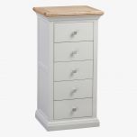 Cotswold Solid Oak 5 Drawer Tallboy Chest