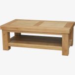 Bordeaux Solid Oak Coffee Table with shelf -  4' x 2'