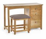 The Julian Bowen Mallory Single Dressing Table and Stool in Oak