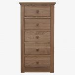 Torino Solid Oak 5 Drawer Narrow Chest