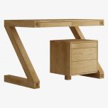 Solid Oak Z Small Computer Desk