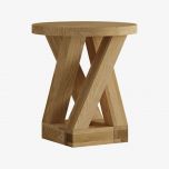 Solid Oak Z Round x 4 Leg Lamp Table