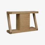 Solid Oak Z Wide Console Table with Drawers