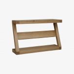 Solid Oak Z Wide Console Table with Shelf